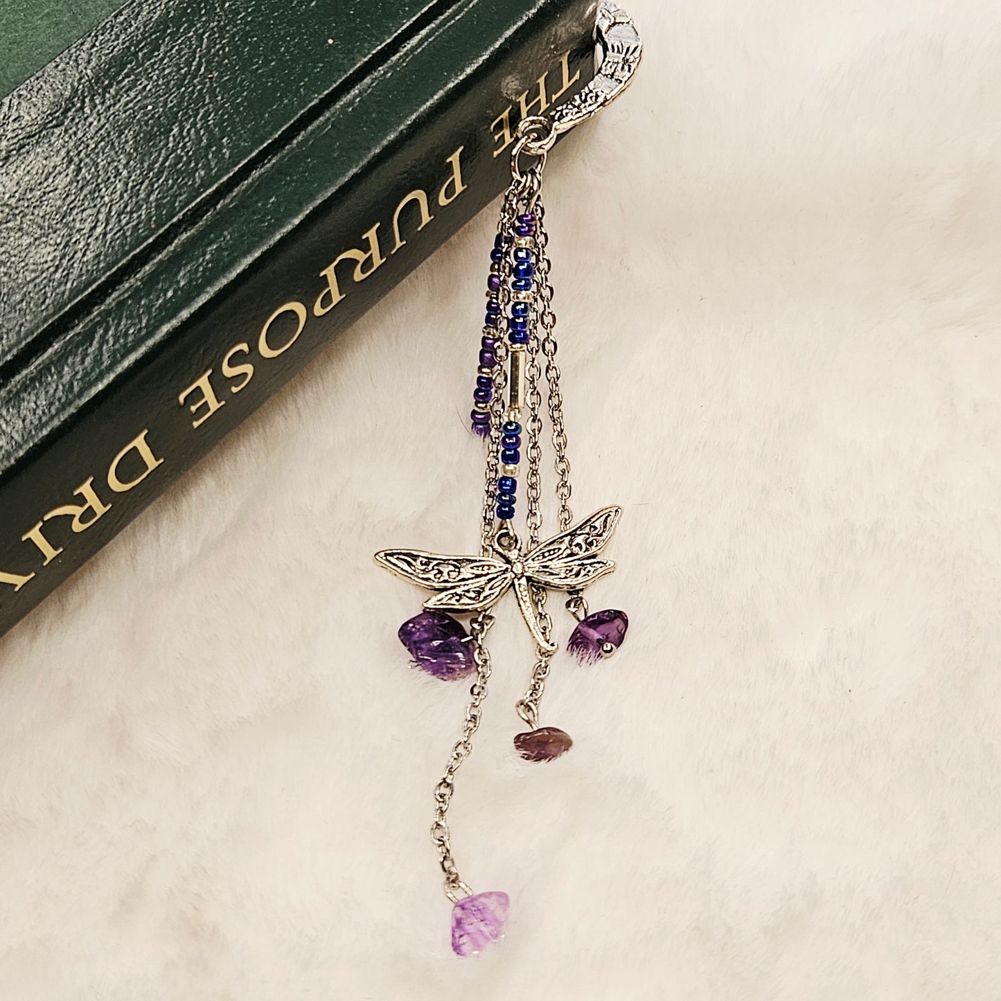 Whispers of a Dragonfly Charmed Metal Hook Bookmark