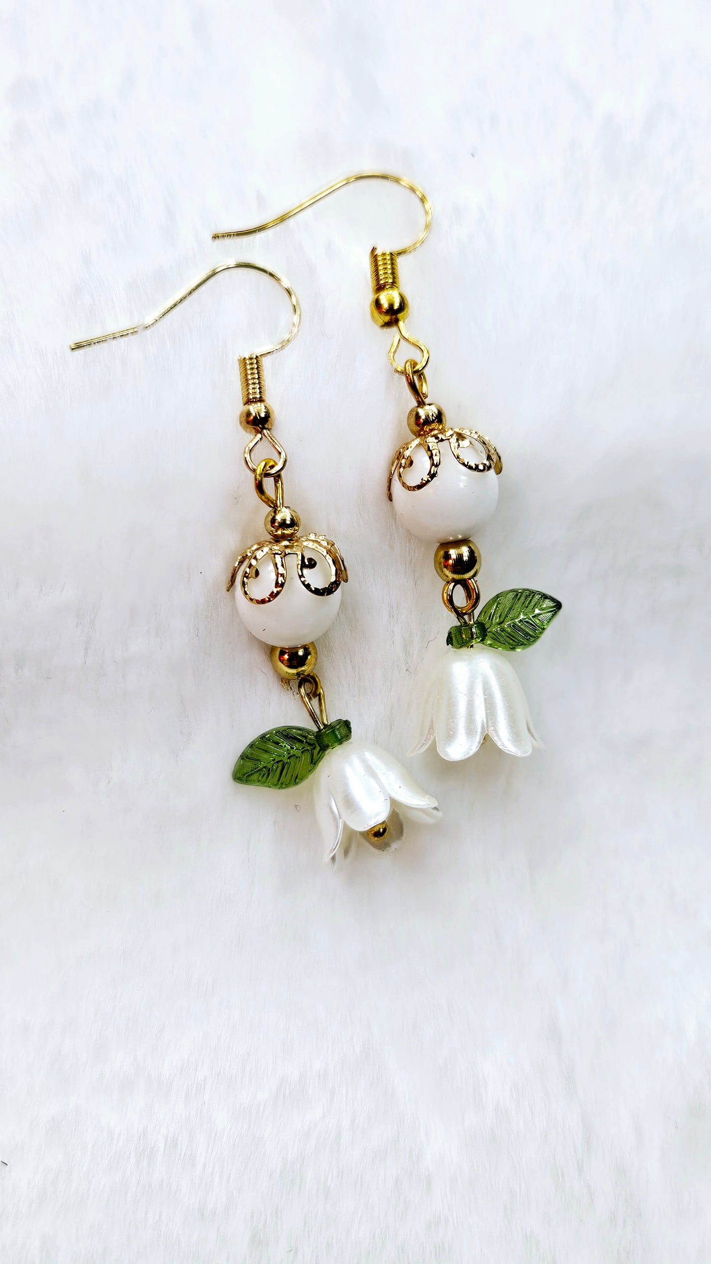 Beloved White Bellflowers Dangle Earrings