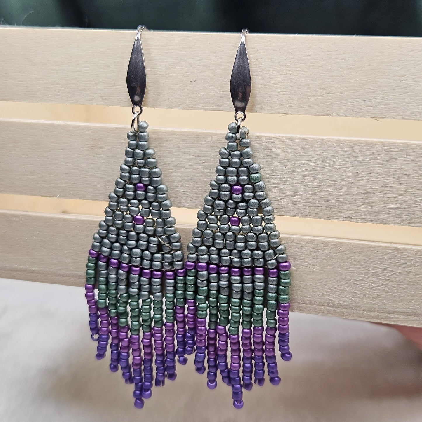 Lavender Forrest Beaded Fringe Earrings