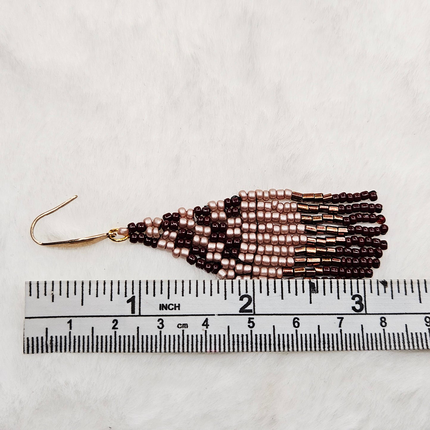 Beautiful Brown & Bronze Beaded Fringe Earrings