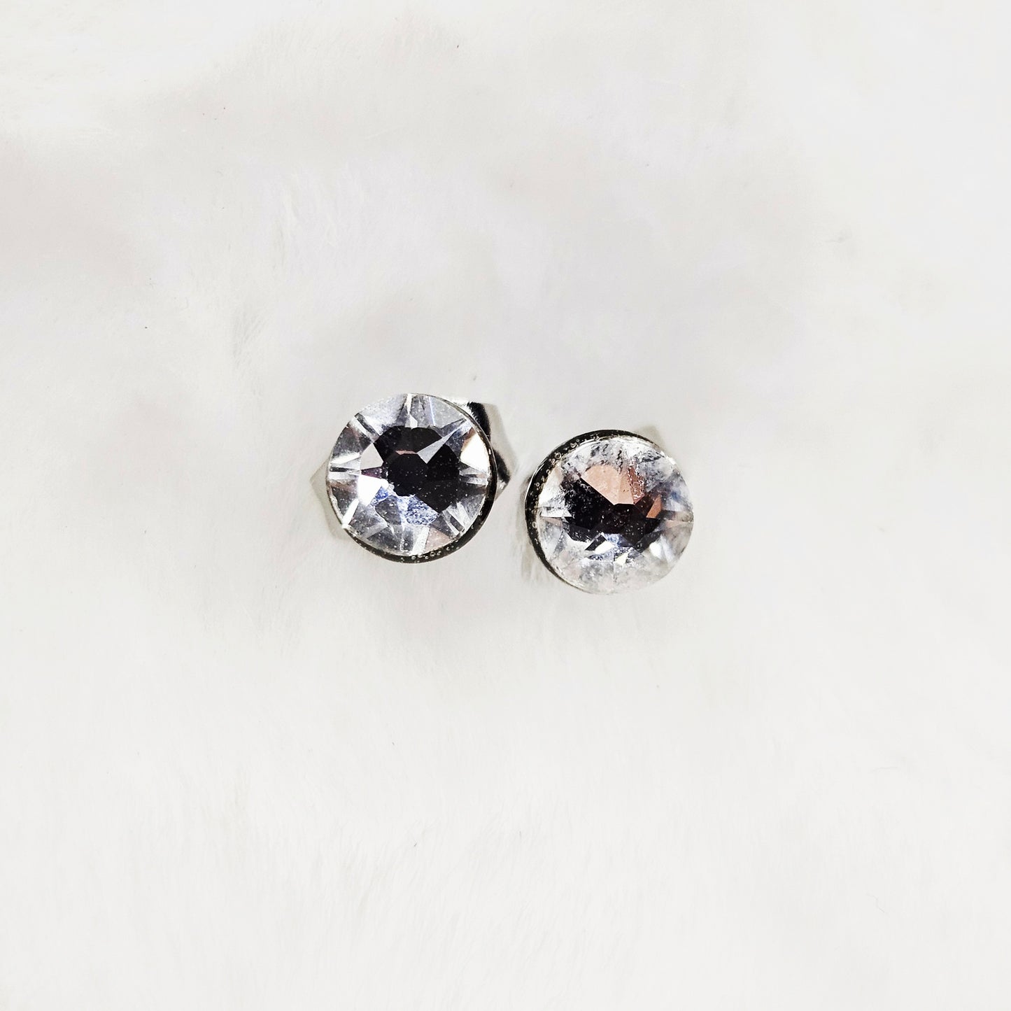 Super Sparkly Red and White Rhinestone Disco Ball Earrings with White or Red Studs
