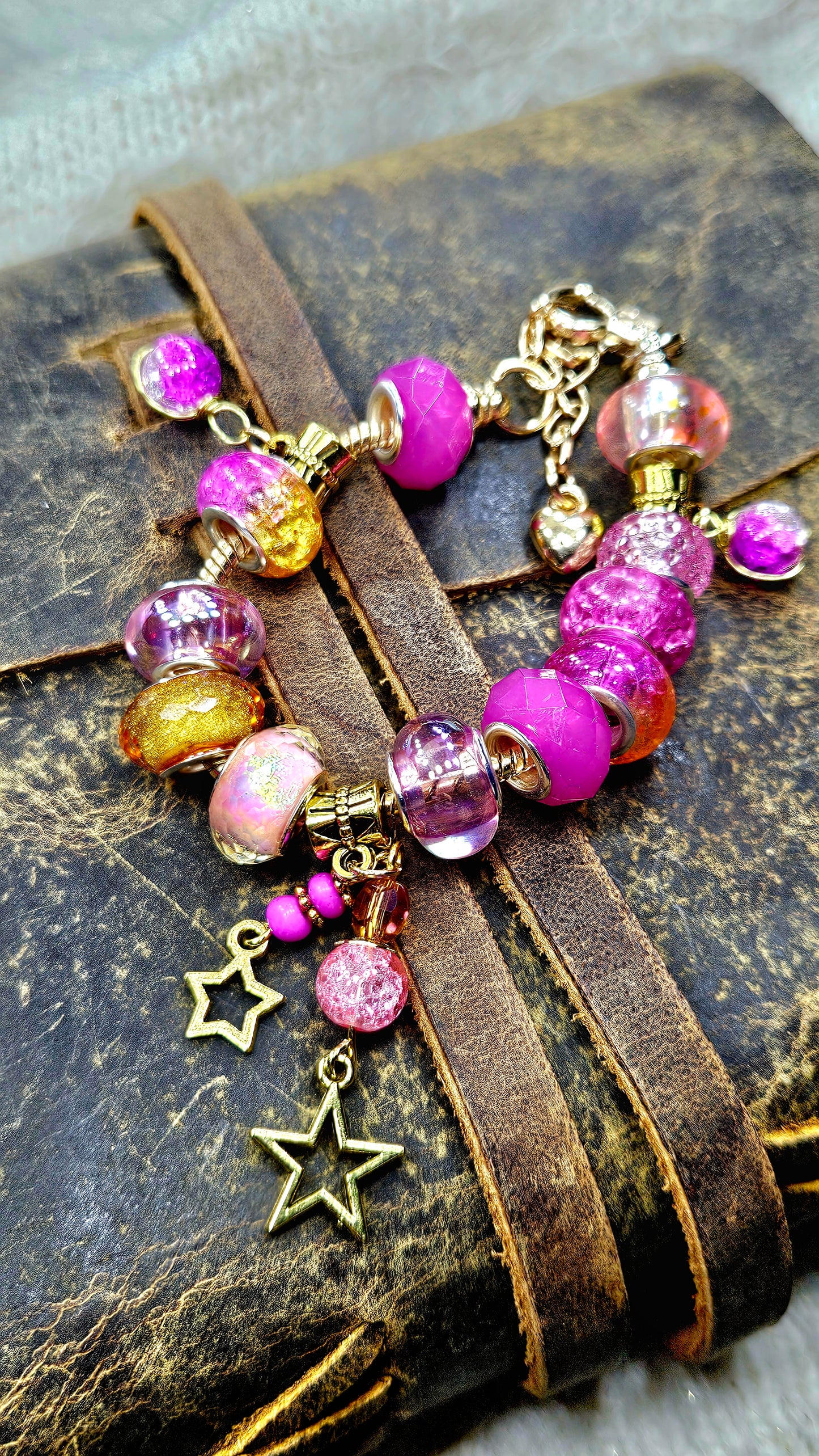 Pink Stars Charm Bracelet
