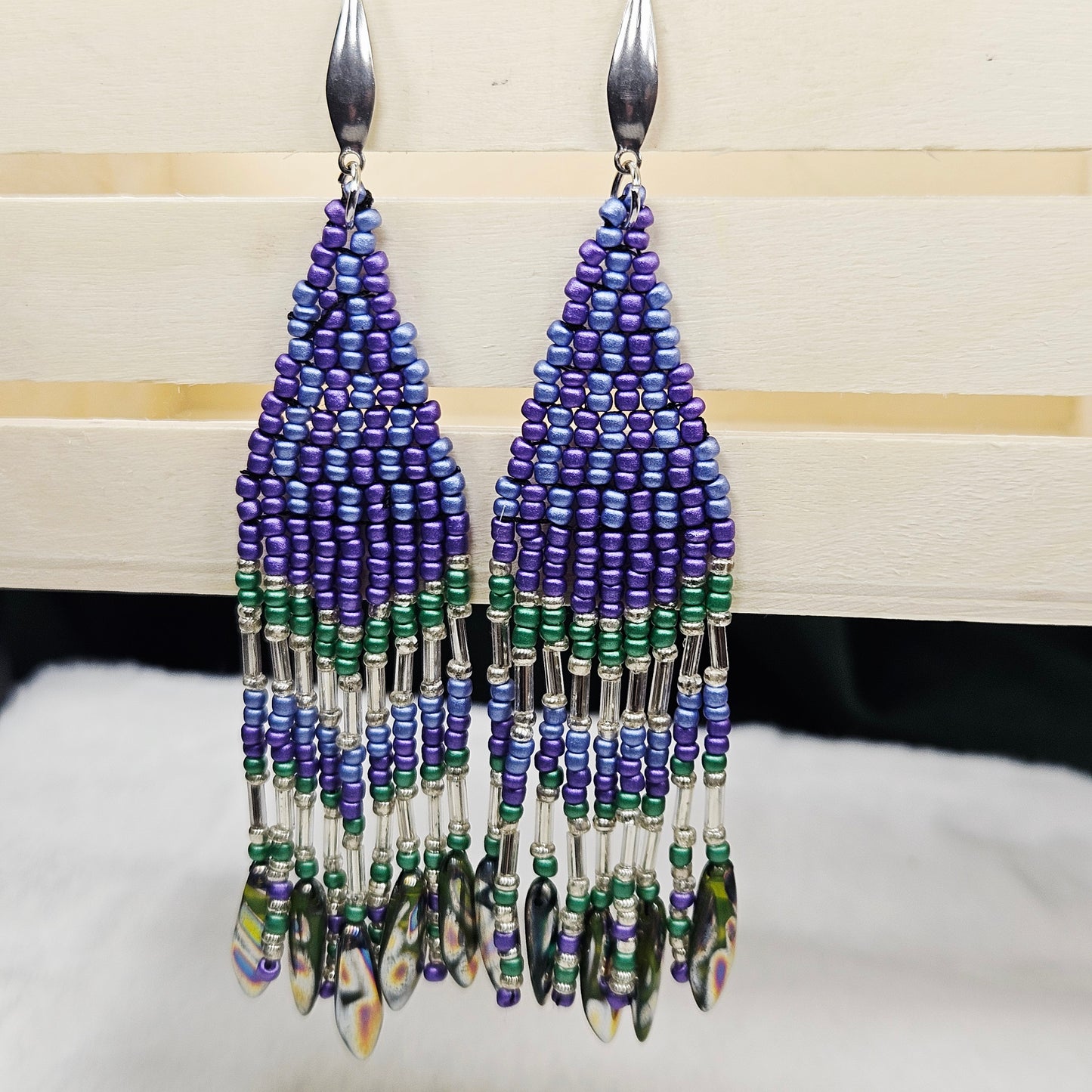 Lush Lavender Forrest Beaded Fringe Earrings