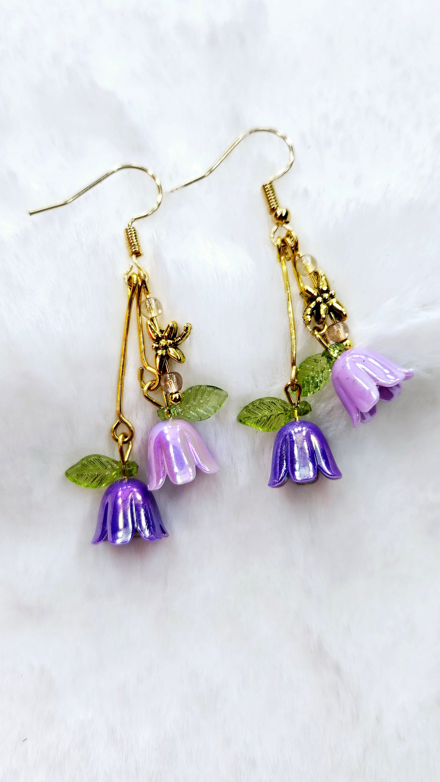 Beloved Purple Bellflowers & Tiny Dragonflies Drop Dangle Earrings(4 Styles)