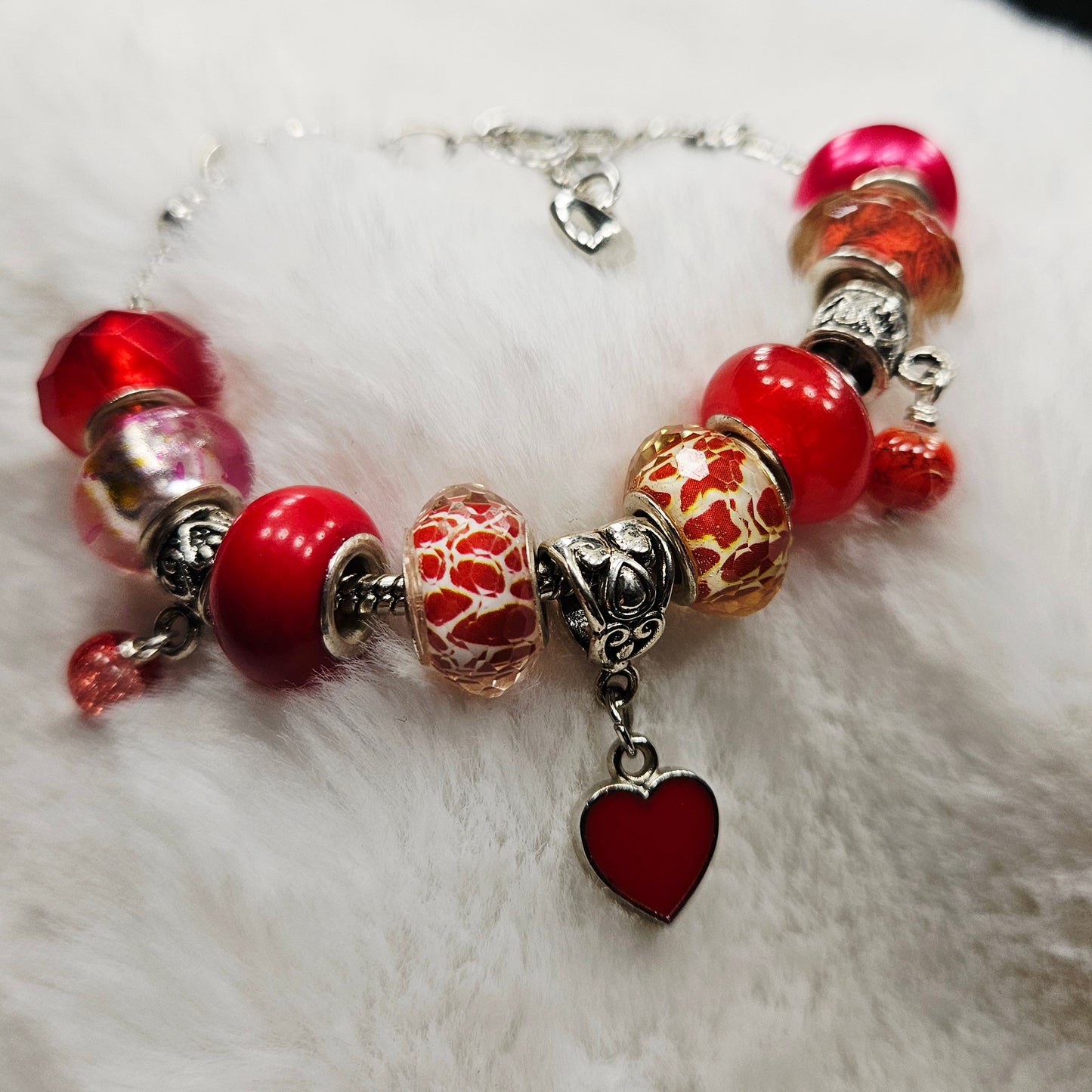 Customized Red Heart Charm Bracelet