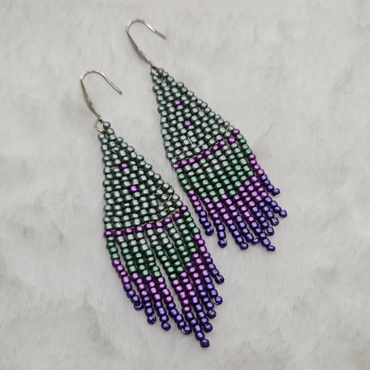 Lavender Forrest Beaded Fringe Earrings