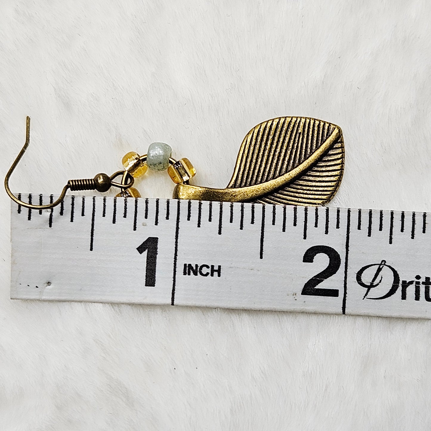 Golden Yellow and Pale Green Leaf Dangle Earrings