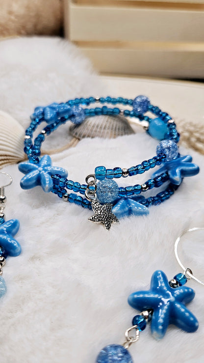 Beach Blue Starfish Wrap Bracelet