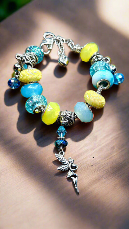 Bright Blue & Yellow Fairy Charm Bracelet