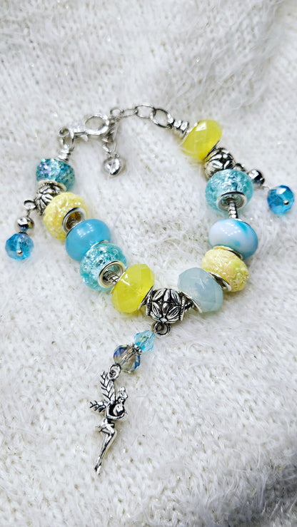 Bright Blue & Yellow Fairy Charm Bracelet