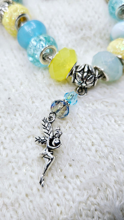 Bright Blue & Yellow Fairy Charm Bracelet