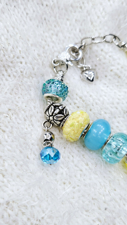 Bright Blue & Yellow Fairy Charm Bracelet