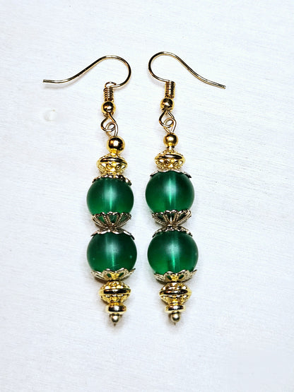 Vintage Green Glass Earrings