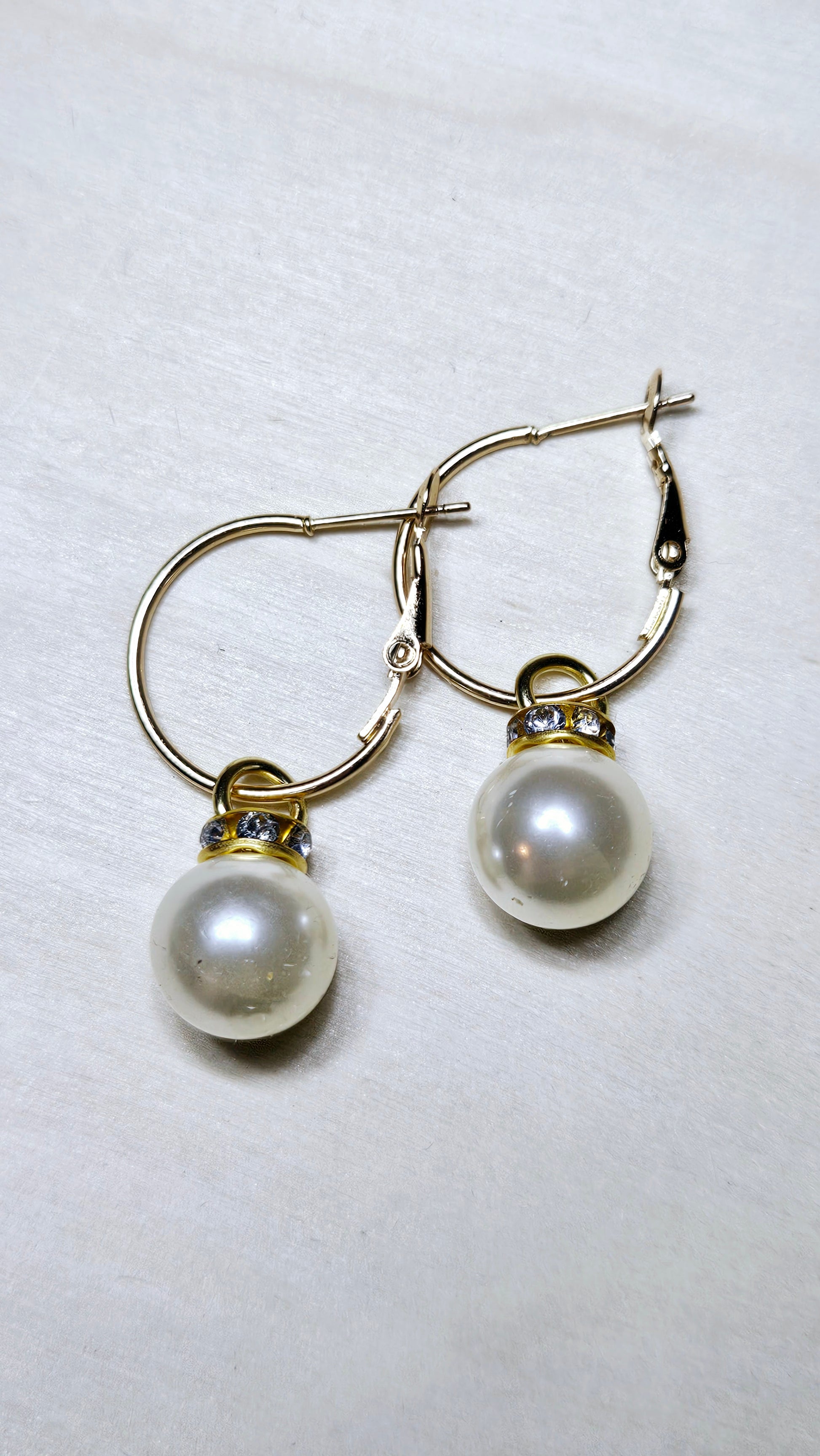 Petite Pearl Gold Hoop Earrings