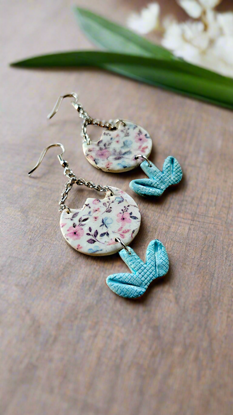 Spring Floral Clay Tulip Dangle Earrings