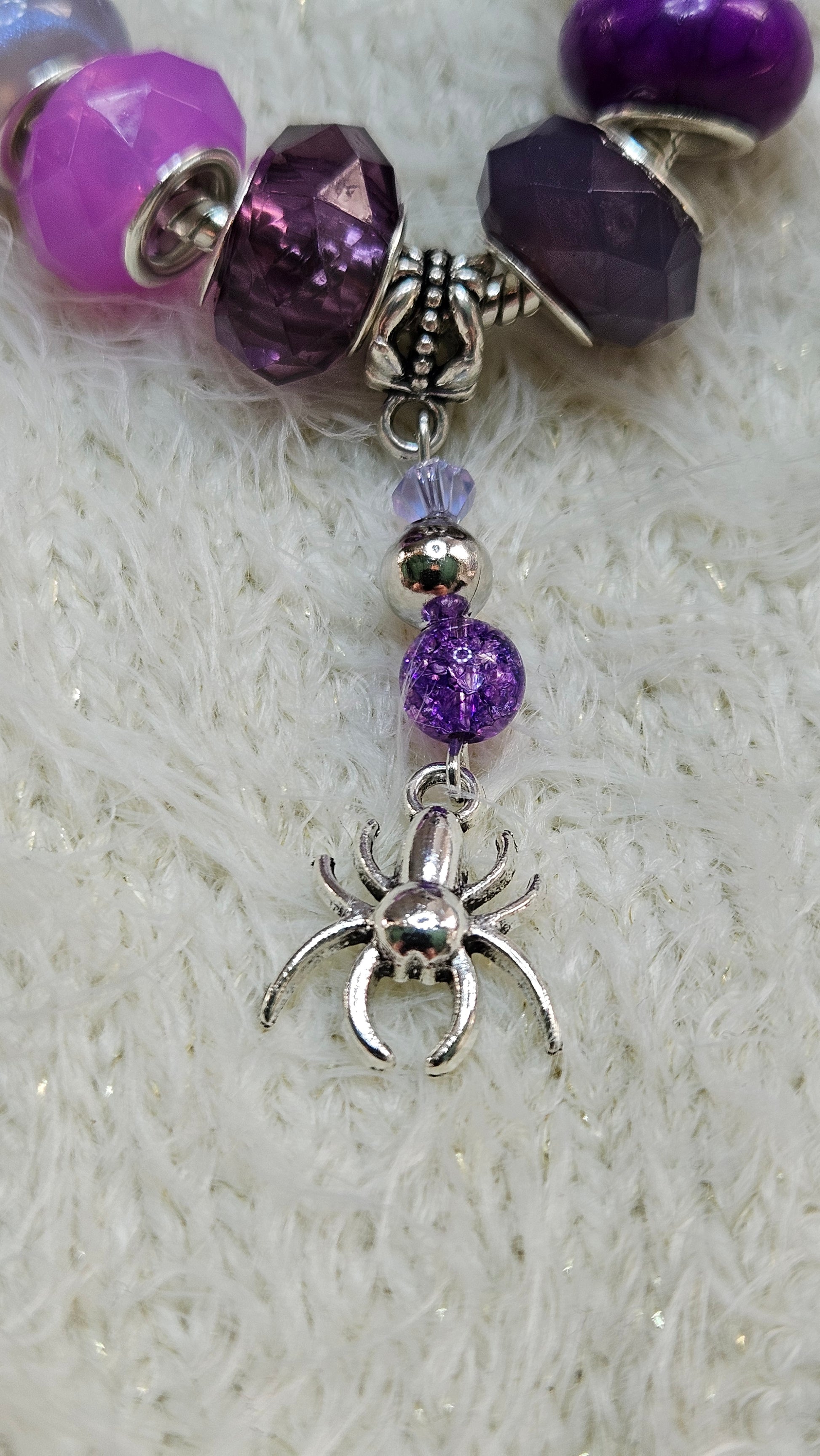 Vivid Violet Spider Charm Bracelet