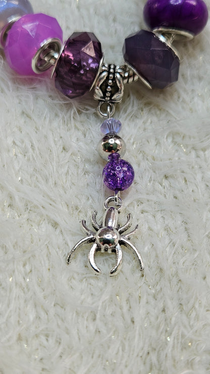 Vivid Violet Spider Charm Bracelet