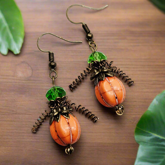 Orange "Pumpkin Men" Earrings