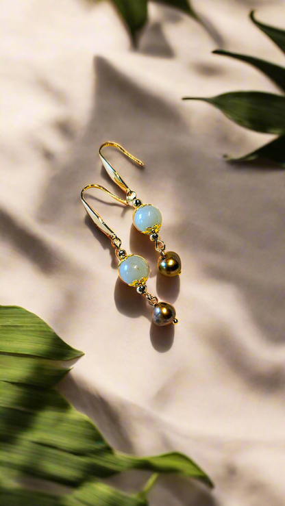 Fanciful Freshwater Pearls Set - Large Ornate Pure Brass Pendant Necklace with Pearls & Matching Earrings