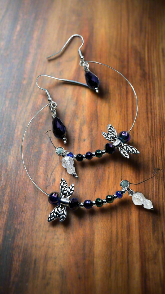 Dragonflies in Flight Half-Hoop Earrings