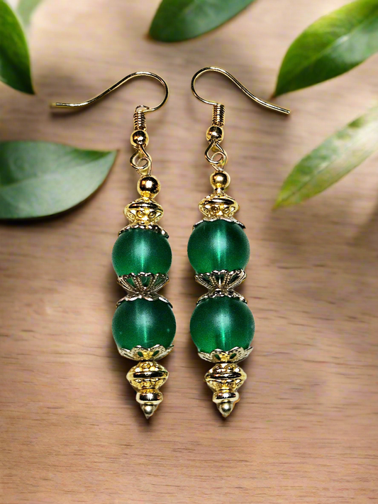 Vintage Green Glass Earrings