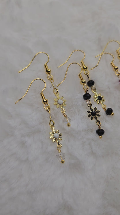 Dainty Golden Daisy Dangle Earrings - 5 Color Options
