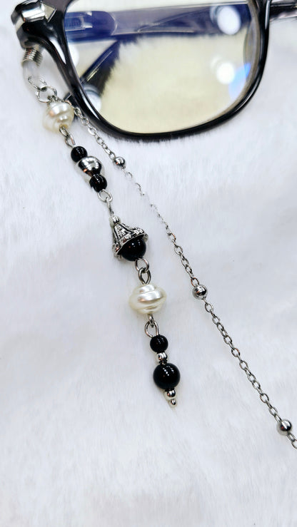 Black, Silver & Pearl Glasses Chain