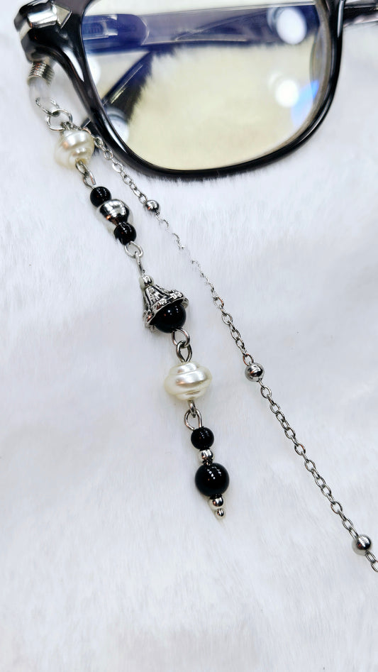 Black, Silver & Pearl Glasses Chain