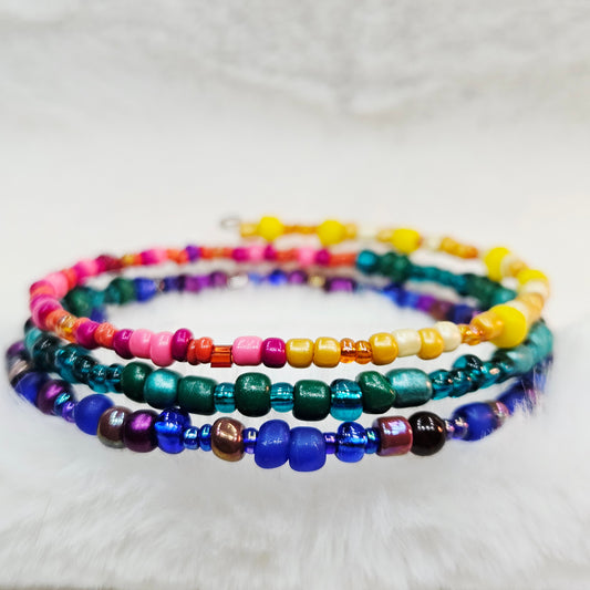Vibrant Rainbow Seed Bead Wrap Bracelet