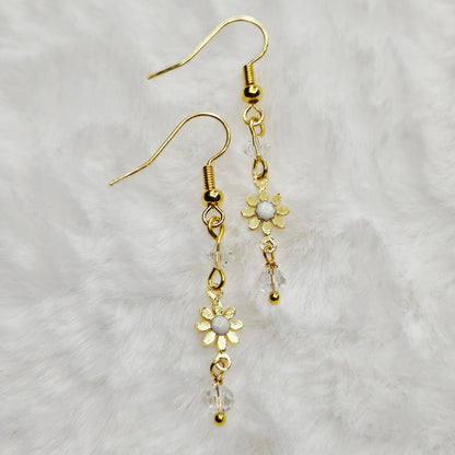 Dainty Golden Daisy Dangle Earrings - 5 Color Options