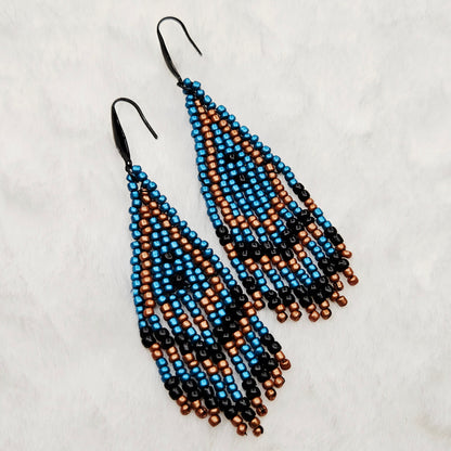 Terra Cotta Sky Beaded Fringe Earrings