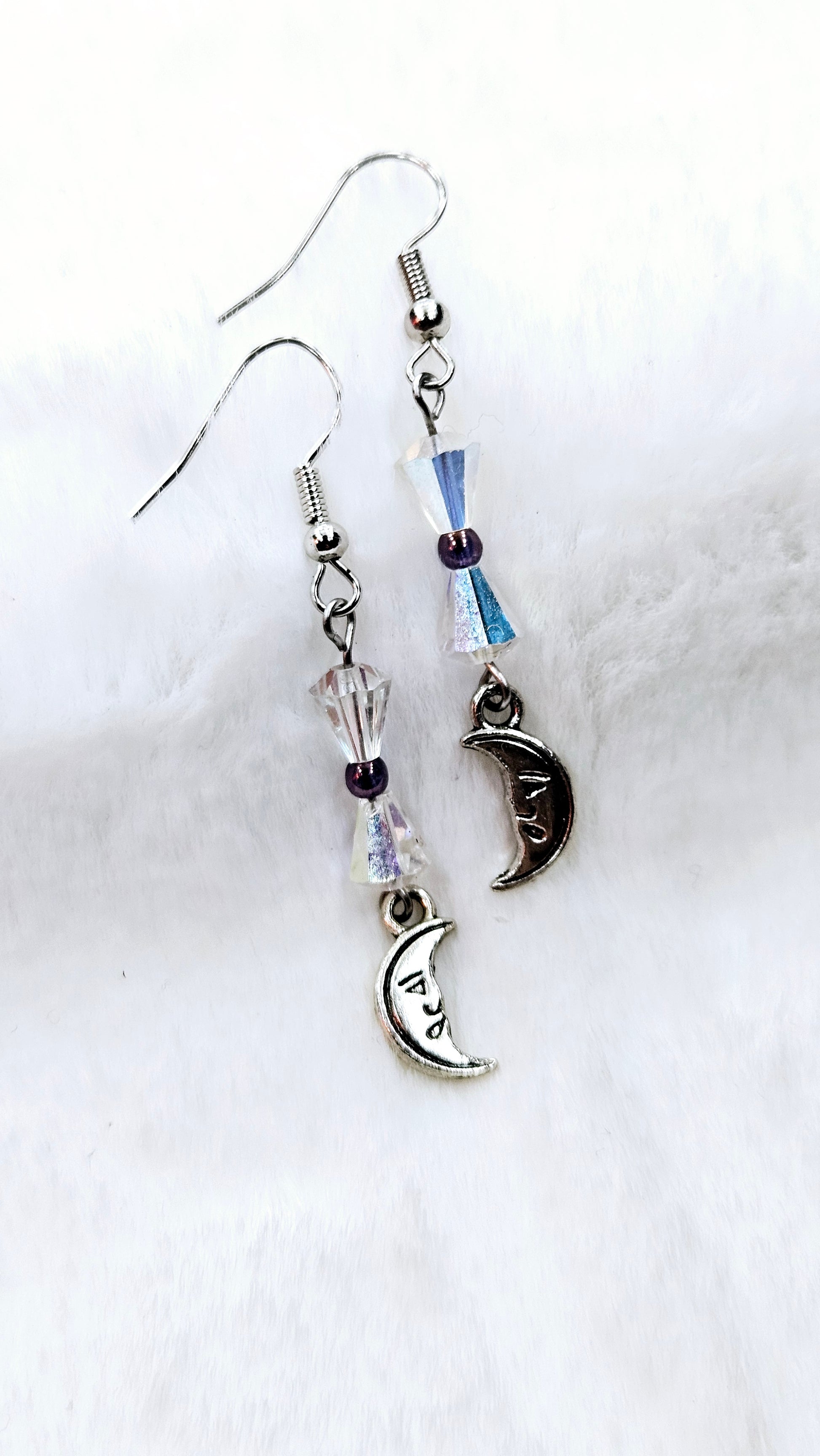 Crystals & Crescent Moons Dangle Earrings
