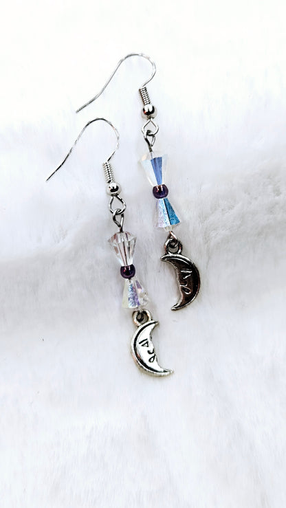 Crystals & Crescent Moons Dangle Earrings