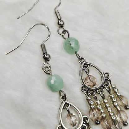 Green Aquamarine and Smoky Crystal Mini Chandelier Earrings