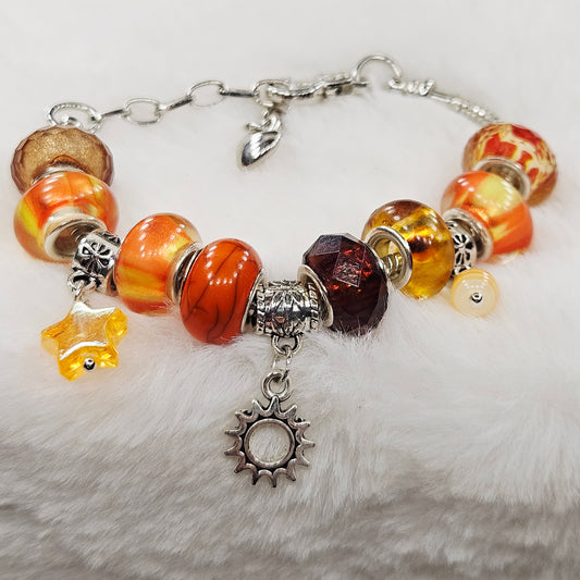 Customized Orange Sun and Star Charm Bracelet