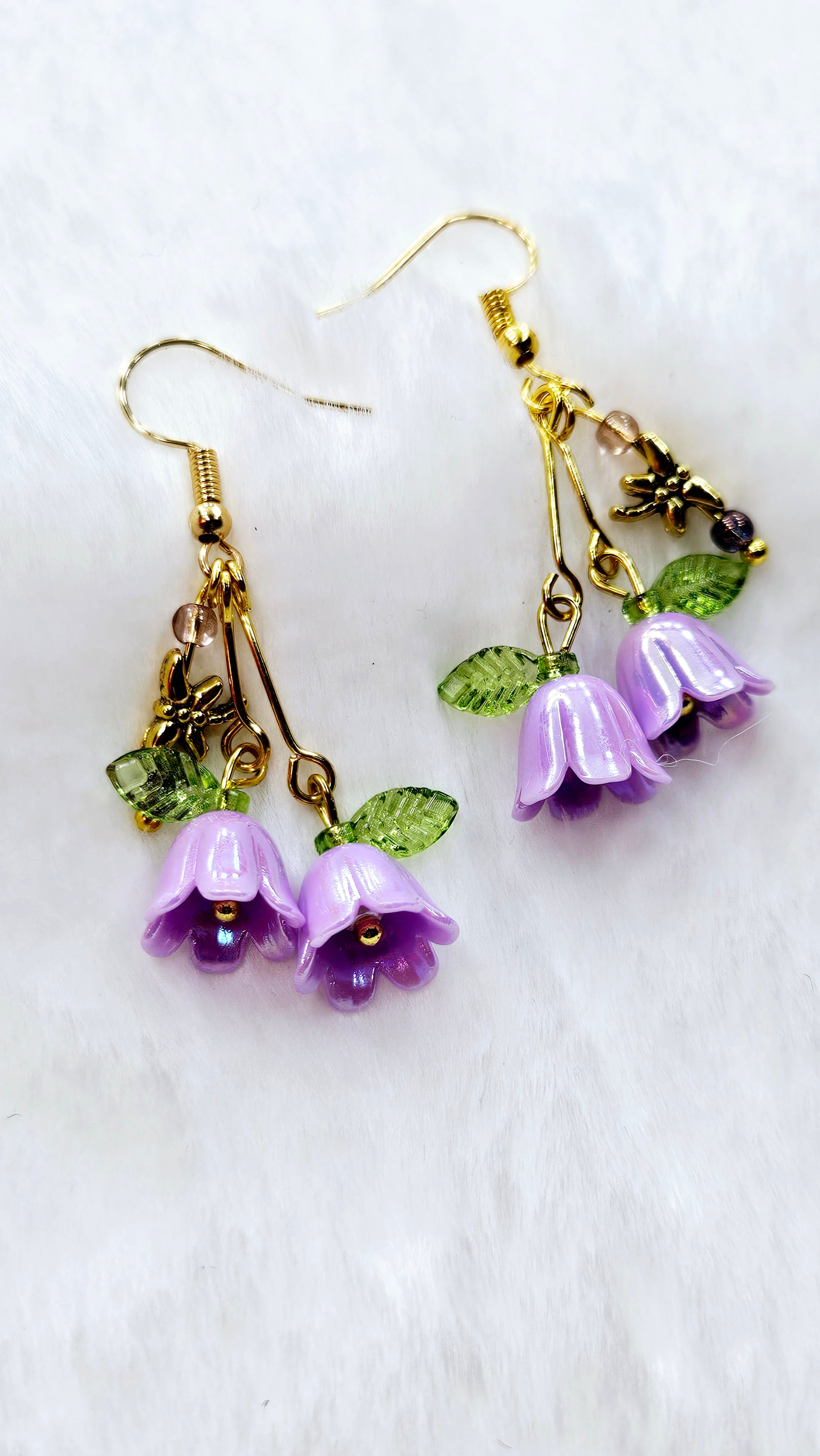 Beloved Purple Bellflowers & Tiny Dragonflies Drop Dangle Earrings(4 Styles)