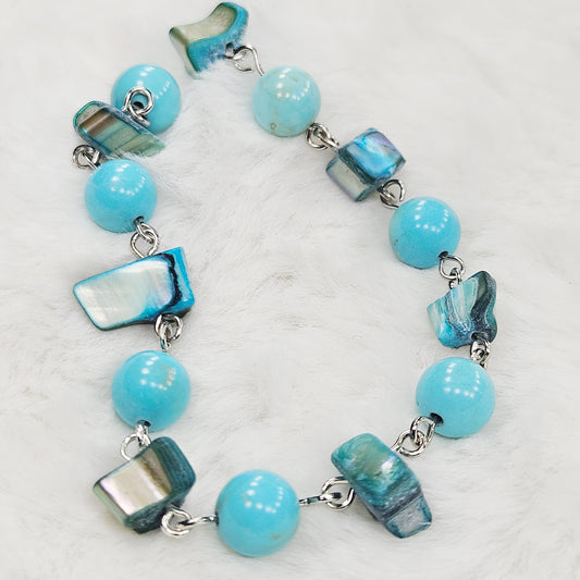 Turquoise and Mother of Pearl Shell Bracelet