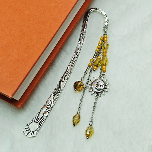 Golden Hour Sun and Moon Charmed Hook Bookmark