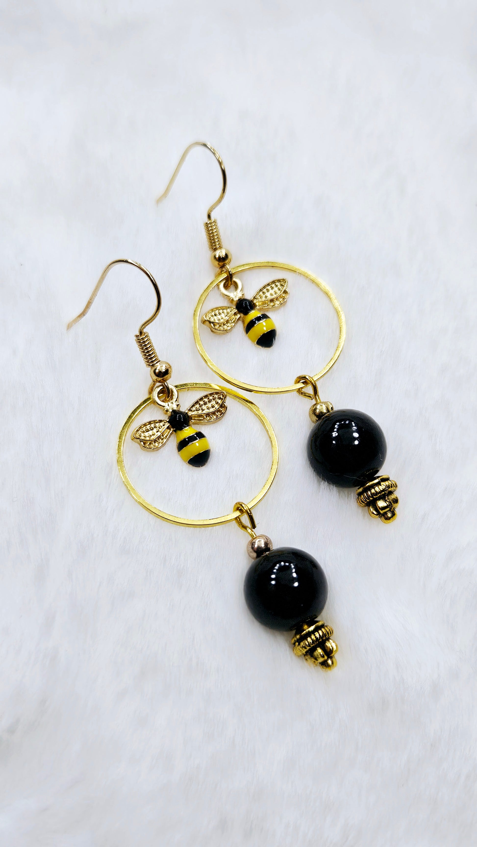 Busy Bee's Gold Dangling Hoop Earrings
