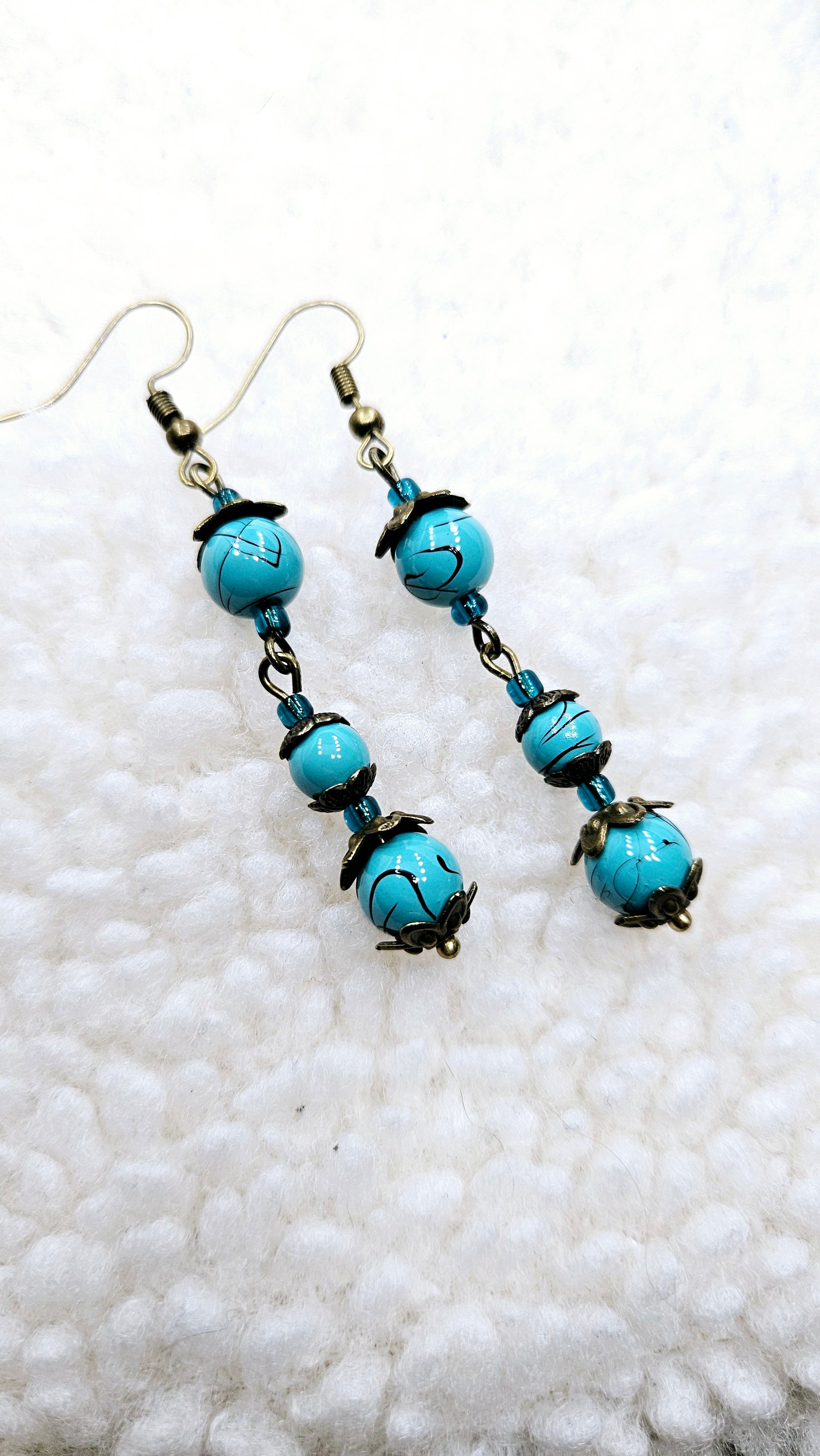 Blues & Brass Dragonfly Set - Pure Brass Dragonfly Pendant with matching Bracelet & Earrings