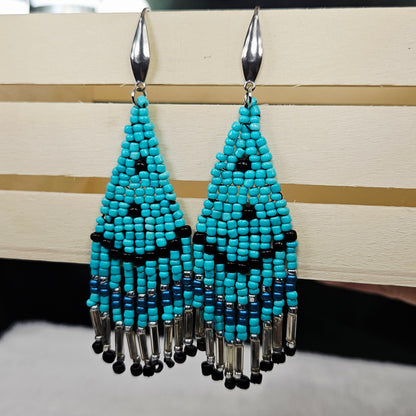Southwestern Sky Beaded Fringe Earrings