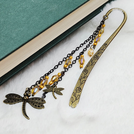 Fields of Gold Double Dragonfly Charmed Hook Bookmark