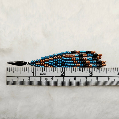 Terra Cotta Sky Beaded Fringe Earrings