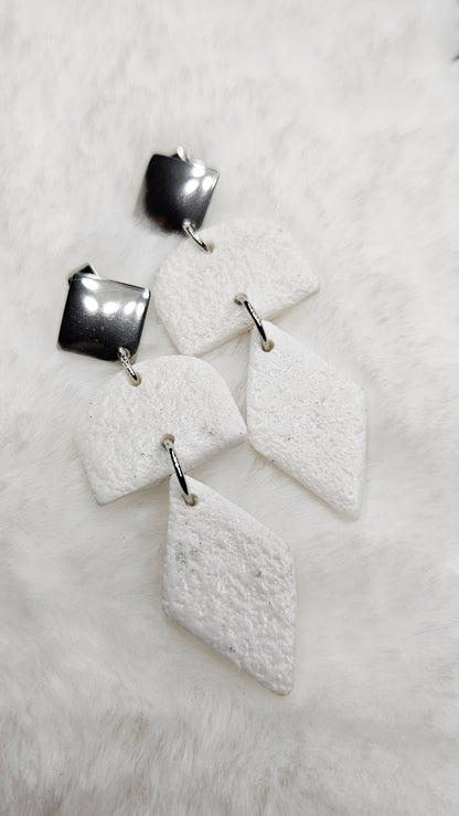 Monochrome Clay Kites Stud Dangle Earrings with Black or White Arches
