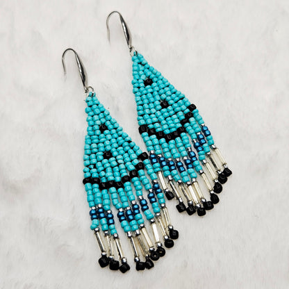 Southwestern Sky Beaded Fringe Earrings