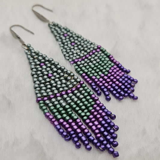 Lavender Forrest Beaded Fringe Earrings
