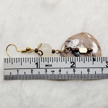Black and Brown Gold Flake Marble Polymer Clay Earrings