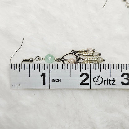 Green Aquamarine and Smoky Crystal Mini Chandelier Earrings