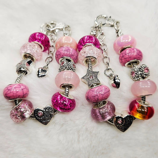 Two Customized Pink Star Friendship Bracelets