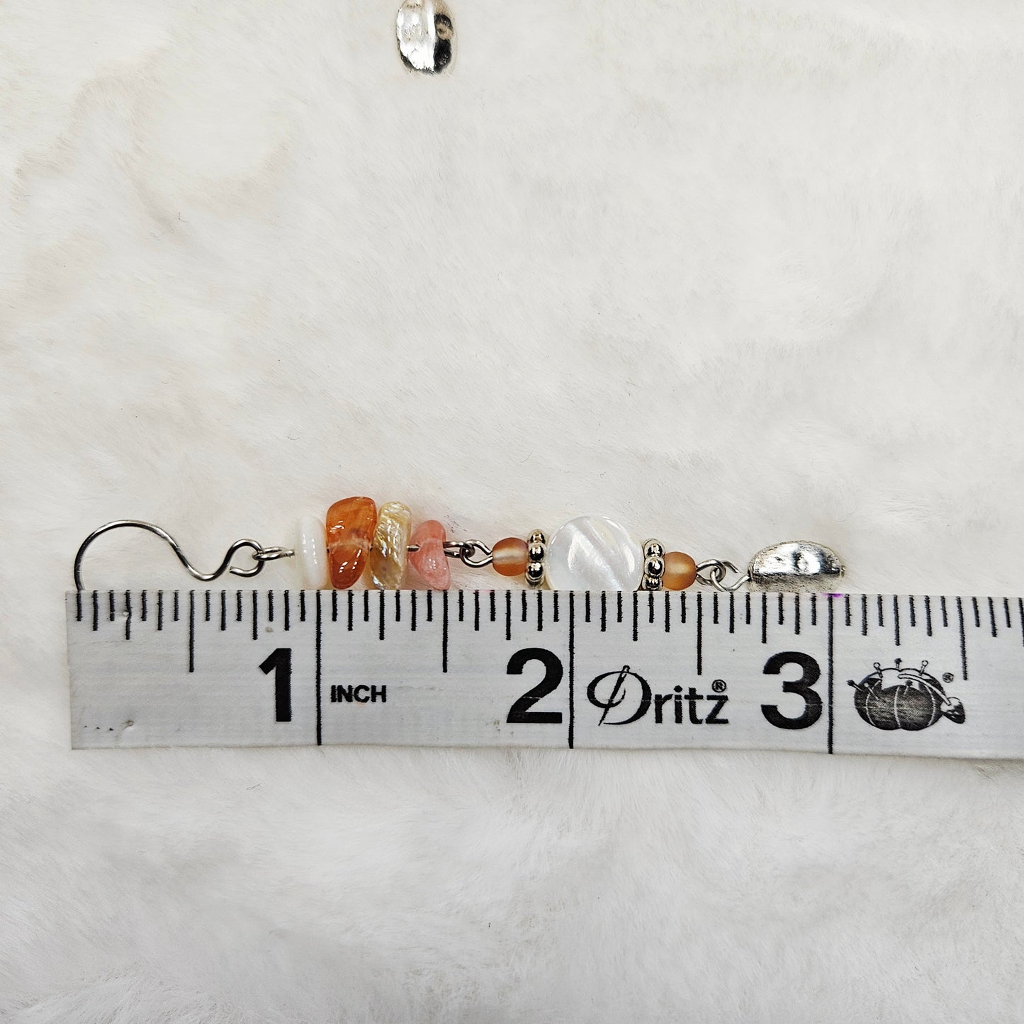 Coral Stone Chip and Pearly Shell Dangles
